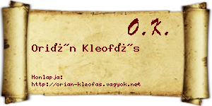 Orián Kleofás névjegykártya