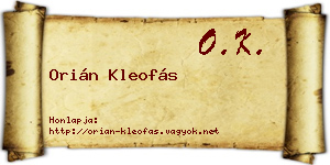Orián Kleofás névjegykártya